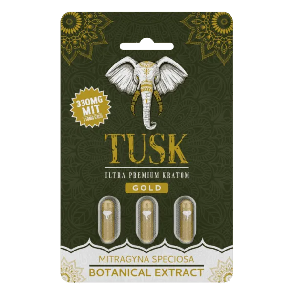 Tusk Kratom Gold Botanical Extract Caps 3ct 110mg